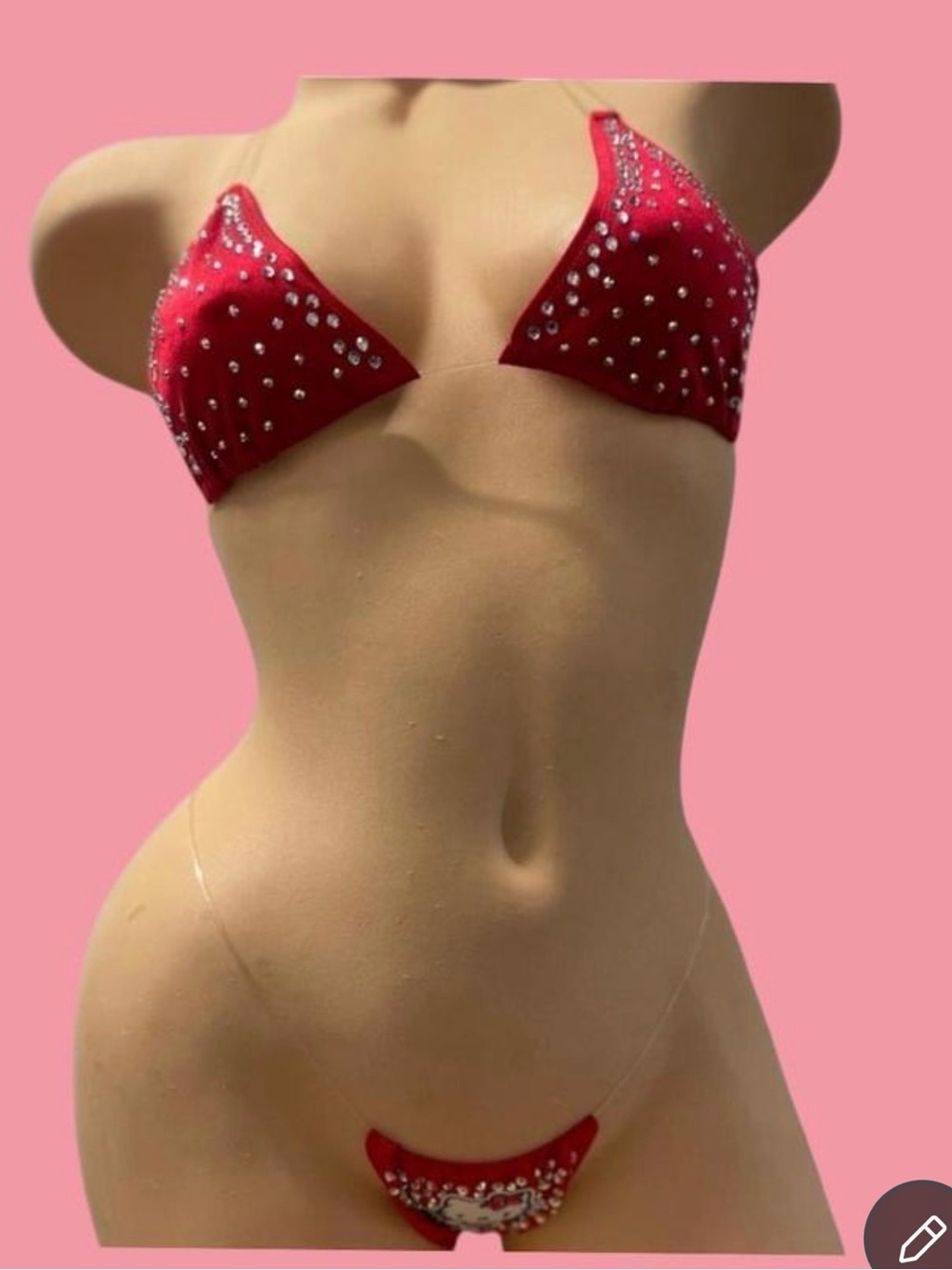 Red Rhinestone Bikini Set - Picture 2 of 12